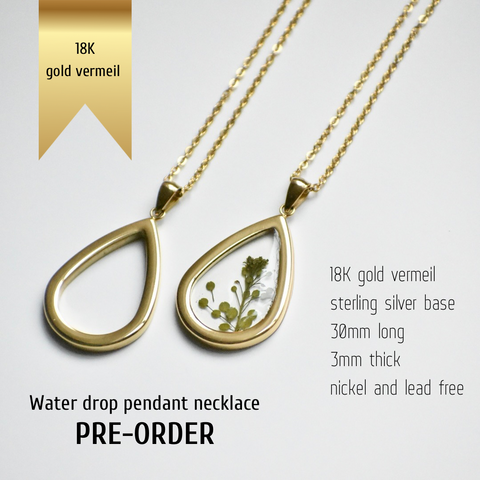 Gold vermeil water drop pendant necklace